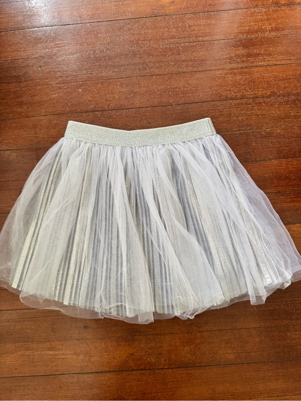 Girls - Mia Silver Layered Tulle Skirt With Glitter Waistband